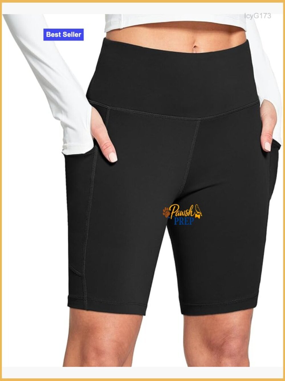 High Waisted Biker Shorts with Pockets - 8" Inseam